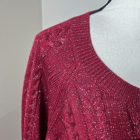 NWT Athleta decadent red metallic crew neck sweater - Picture 6 of 13